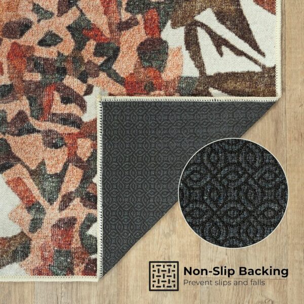 Arty Rugs Machine Washable Rug, 240x330cm, 75% Recycled Cotton, Short Pile, Non-Slip Backing, Non-Shedding, Area Rugs for Living Room, Bedroom, Kitchen, Hallway, Office, Peach & Dark Khaki - Image 3