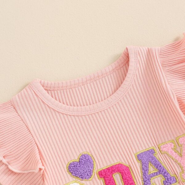 MAHUAOYIXI Baby Girl 2Pcs Birthday Outfits Short Sleeve Letter Embroidery Tops + Flare Pants Set Toddler Girls Clothes Girls Birthday Clothing Set - Image 4