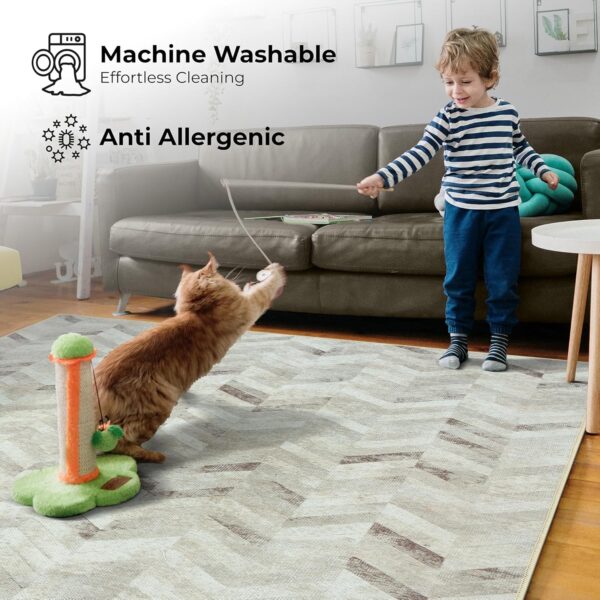 Arty Rugs Machine Washable Rug, 122x170cm, 75% Recycled Cotton, Short Pile, Non-Slip Backing, Non-Shedding, Area Rugs for Living Room, Bedroom, Kitchen, Hallway, Office, Antique Beige - Image 2