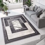 TAPISO Dream Area Rug Living Room Bedroom Grey Rectangular Shapes Grey Cream Light Dark Carpet Size - 130 x 190 cm (4ft3 x 6ft3)