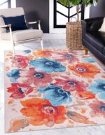 DAPHNE HOME DECOR Machine Washable Area Rugs, 120X180 CM, For Kitchen, Bedroom, Dining Room and Living Room Non Slip Area Rugs | Soft Short Pile | Kid Pet Friendly Rug (Floral - Daisy)