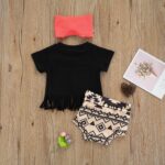 Fabumily Newborn Baby Girl Clothes Set Letter Short Sleeve Tassel T Shirt Bloomer Shorts Headband 3Pcs Infant Summer Outfits - Image 6