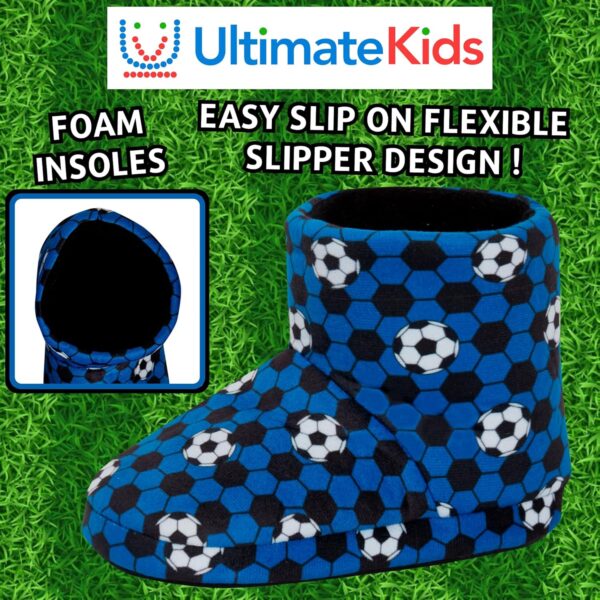 Kids Football Slipper Boots Boys Girls Fleece Lined Slippers House Shoe Booties - Image 4