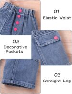 Panegy Girls Two Piece Outfit Ribbed Sleeveless Tank Crop Top Washed Ripped Jeans Solid Vest Elastic Waist Denim Pants - Image 4