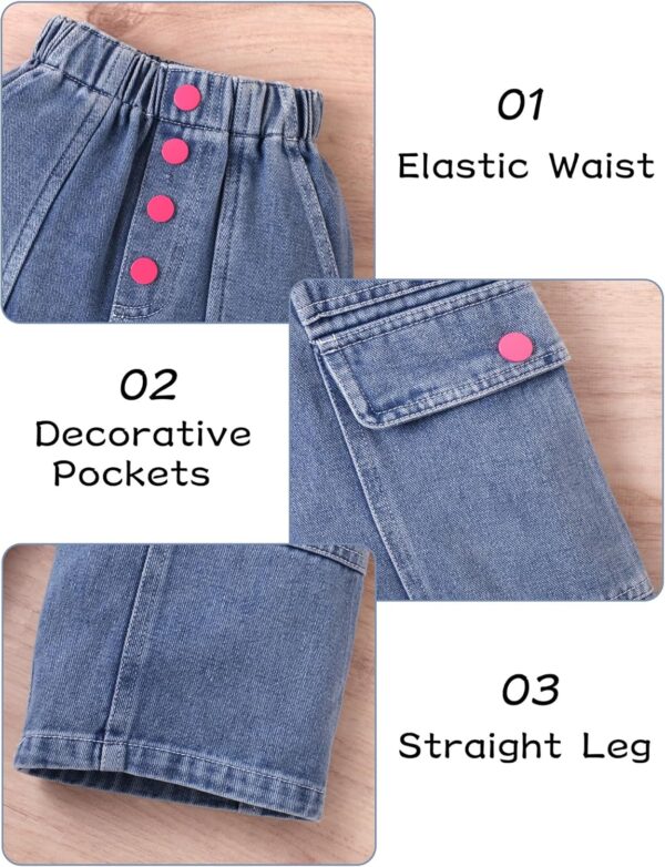 Panegy Girls Two Piece Outfit Ribbed Sleeveless Tank Crop Top Washed Ripped Jeans Solid Vest Elastic Waist Denim Pants - Image 4