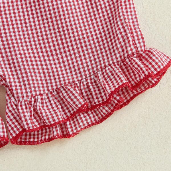 Baby Girl Outfit Strawberry Embroidery Short Sleeve T-Shirt Ruffle Plaid Shorts Toddler Summer Baby Clothes for Girls - Image 7
