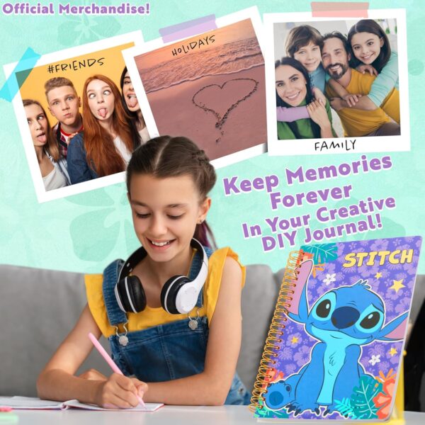 Disney Stitch DIY Journal Kit for Kids Teens A5 Diary Art Supplies Stickers Sticky Notes Keyring Coloured Pens Arts and Crafts Stitch Gifts - Image 2
