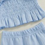 Toddler Girl Summer Clothes Smocked Ruffle Camisole Tank Shirts Wide-Leg Flared Pants Set 2Pcs Bell Bottoms Outfit - Image 5