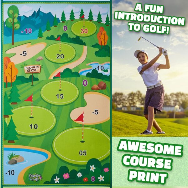 KreativeKraft Golf Set for Kids Adults Family Games Golf Balls Golf Accessories Kids Toys Indoor Outdoor Garden with Golf Mat Training Putting Practice - Image 5