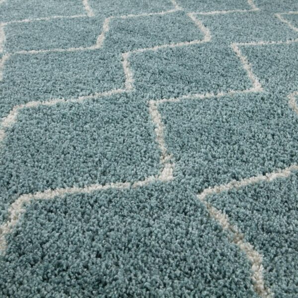 THE RUGS Modern Moroccan Design Living Room and Bedroom Rugs, Non-Shedding & Easy Care (Boho Duck Egg Blue/Ivory, 60x110 cm) - Image 6