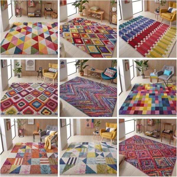 Carnaval Modern Rug for Living Room Bedroom Kitchen Bright Multi Coloured Geometric Rug CAR105 Multi Medium 120x170 cm (4'x5'6") - Image 7