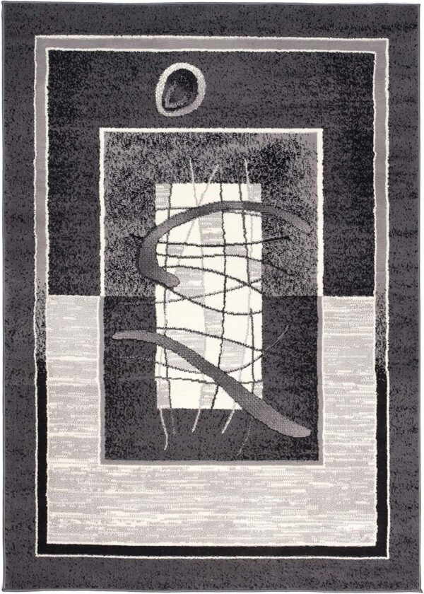 TAPISO Dream Area Rug Living Room Bedroom Grey Rectangular Shapes Grey Cream Light Dark Carpet Size - 130 x 190 cm (4ft3 x 6ft3) - Image 3