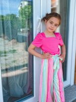 Arshiner Girls Clothing Sets Kids Fashion T-shirts with Trousers Set Puff Sleeves Top with Printed Trousers Set Summer Casual Outfits for Girls 5-14 Years - Image 5