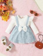 Haokaini Baby Girl Clothes Newborn Romper Dress Long Ruffle Sleeve Outfits Floral Suspender Skirt Overall Infant Jumpsuit Set - Image 4