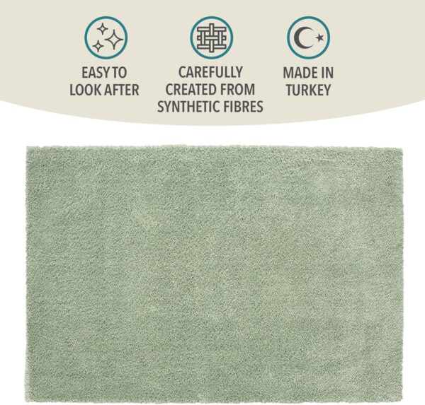 Rugs and More City Shaggy Living Room Rug - Classic Area Rug for Bedrooms or Lounge, Durable Shaggy Rug, Mint Soft Low Pile, Easy to Care, Sound Insulating (Olive, Green - 120x170cm) - Image 6