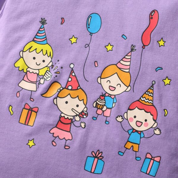 Girls Toddler Outfits Clothes Set Kids Cute Bunny Dancing Birthday Print Short Sleeve T-Shirt Tops Leggings Trousers 2 Piece Set Clothing Age 1-7 Years - Image 5