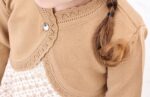 Lilax Little Girls' Knit Long Sleeve Button Closure Bolero Cardigan Shrug - Image 7