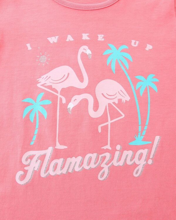 TCWWBB Toddler Girls Summer Short Outfits Clothes Set Kids Unicorn Bunny Animal Print Short Sleeve Cotton T-Shirt Dresses Tops and Shorts 2 Piece Crewneck Sleeveless Clothing Set Age 1-7 Years Old - Image 4