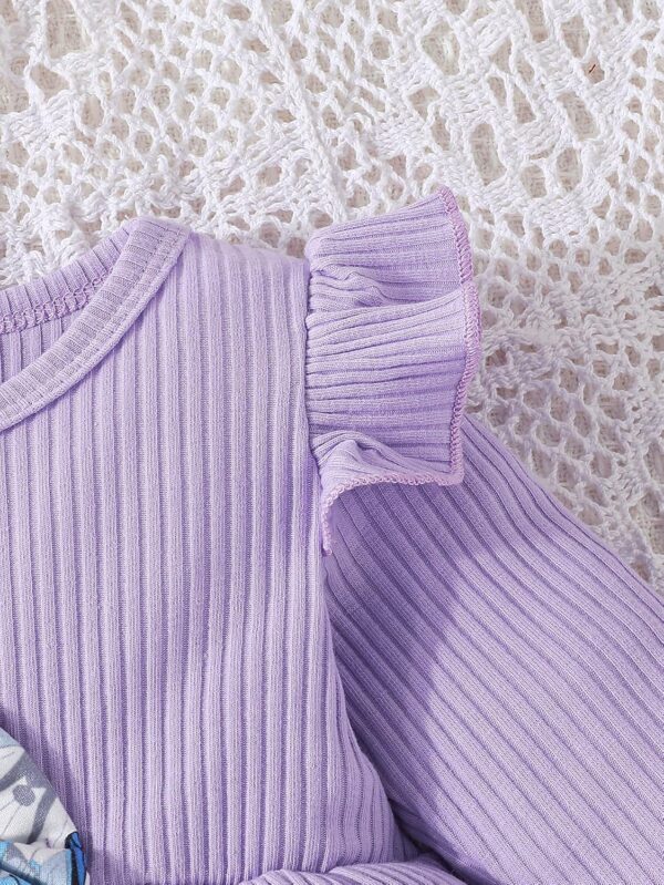 Toddler Baby Girl Clothes Ruffle Tops with Bow and Butterfly Print Pants 2Pcs Clothing Set - Image 3