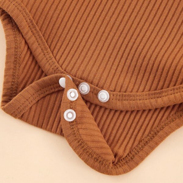 ESHOO Baby Girl Clothes Newborn Dress Set Long Sleeve Ruffle Romper Plaid Suspender Skirt Overall Dress Bow Headband Infant Outfits for 0-24M - Image 6