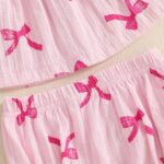 Baby Girl Summer Outfits Bow Print Flying Sleeve Smock Tunic Shirt Top Elastic Waist Ruffled Bloomers 2 Pcs Set Cute Clothes for Little Girls - Image 5
