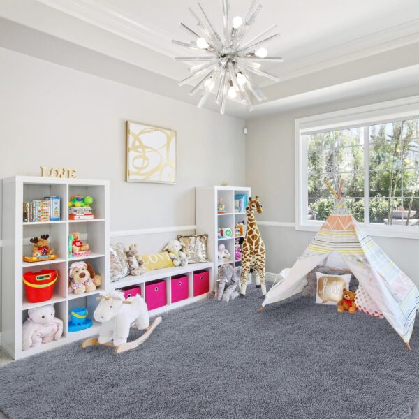 FVVRAX Area Rugs Living Room Rug, Soft Fluffy Shaggy Bedroom Rug Floor Carpet with Durable Anti-slip Backing, Carpets for Kids Girls Dorm Nursery Bedside Rug, 92x153cm, Grey - Image 4