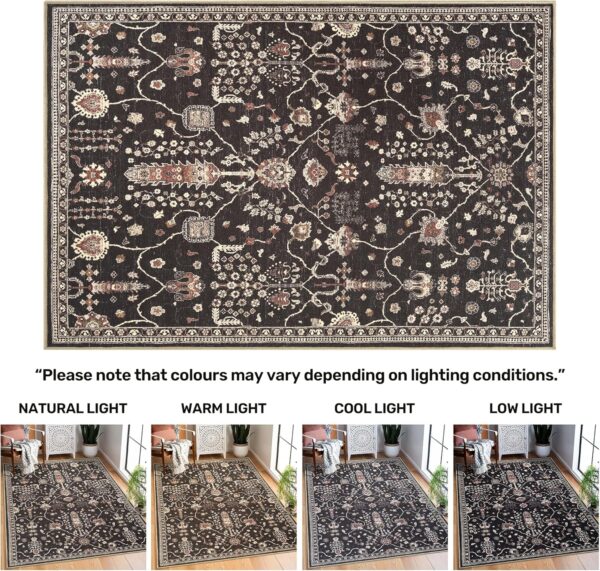 Arty Rugs Machine Washable Rug, 200x290cm, 75% Recycled Cotton, Short Pile, Non-Slip Backing, Non-Shedding, Area Rugs for Living Room, Bedroom, Kitchen, Hallway, Office, Charcoal Black - Image 7