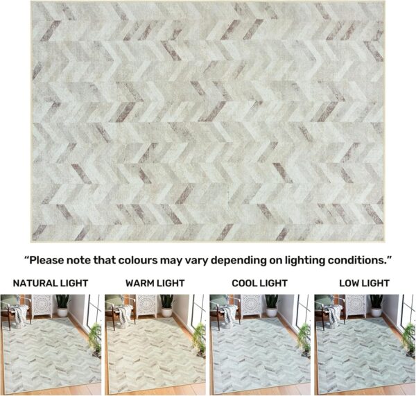 Arty Rugs Machine Washable Rug, 122x170cm, 75% Recycled Cotton, Short Pile, Non-Slip Backing, Non-Shedding, Area Rugs for Living Room, Bedroom, Kitchen, Hallway, Office, Antique Beige - Image 7