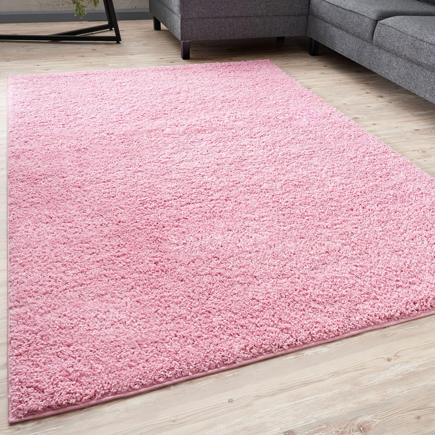 91Ph90nduTL._AC_SL1500_.jpg THE RUGS Living Room Rug - Shaggy Soft And Elegant Carpets For The Bedrooms And Kitchen, Easy To Clean, Many Different Sizes (60x110 cm, Pink) - Image 1
