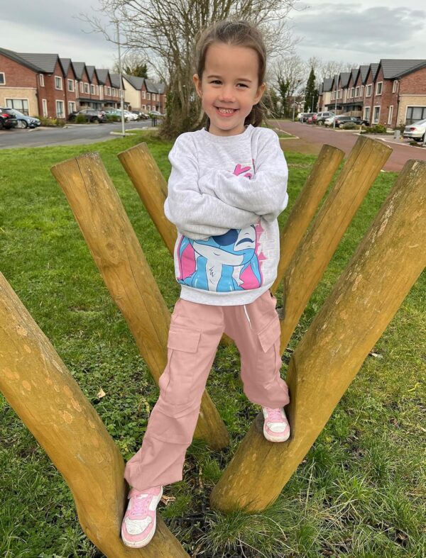 JiAmy Girls Cargo Trousers, Elastic Waist Casual Baggy Parachute Trousers Multi Pockets Dance Joggers Y2k Kids Pants for 5-14 Years - Image 5