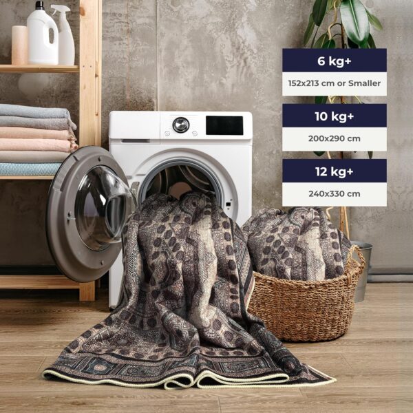 Arty Rugs Machine Washable Rug, 240x330cm, 75% Recycled Cotton, Short Pile, Non-Slip Backing, Non-Shedding, Area Rugs for Living Room, Bedroom, Kitchen, Hallway, Office, Beige & Indigo Blue - Image 5