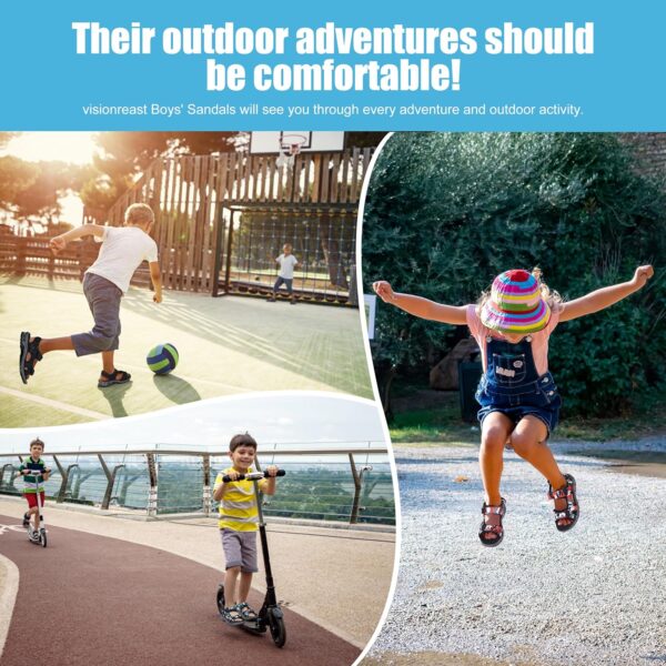 Kids Sandals Boys Sports Outdoor Sandal Athletic Air Cushion Beach Shoes Hook and Loop Summer Footwear for Holidays, Walking, Camping, Travelling - Image 6