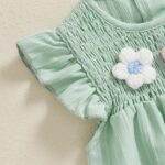 Baby Girl Summer Clothes 3D Flower Embroidery Smocked Tunic Top Casual Shorts Set 2Pcs Toddler Summer Outfit 9M-4Y - Image 5