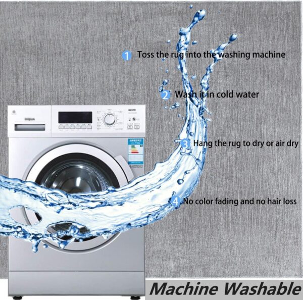 Ceneco Low Pile Rug,Grey Rug Living Room,Washable Short Pile Rugs for Bedroom,Non Slip Rugs for Dining,Thin Carpet for Kids Room,Office,Lounge Area Carpet (Grey, 60×120cm) - Image 5