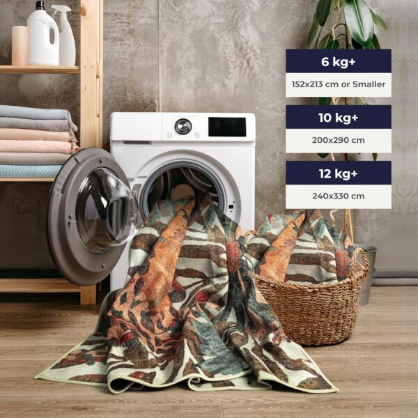 Arty Rugs Machine Washable Rug, 240x330cm, 75% Recycled Cotton, Short Pile, Non-Slip Backing, Non-Shedding, Area Rugs for Living Room, Bedroom, Kitchen, Hallway, Office, Peach & Dark Khaki - Image 5