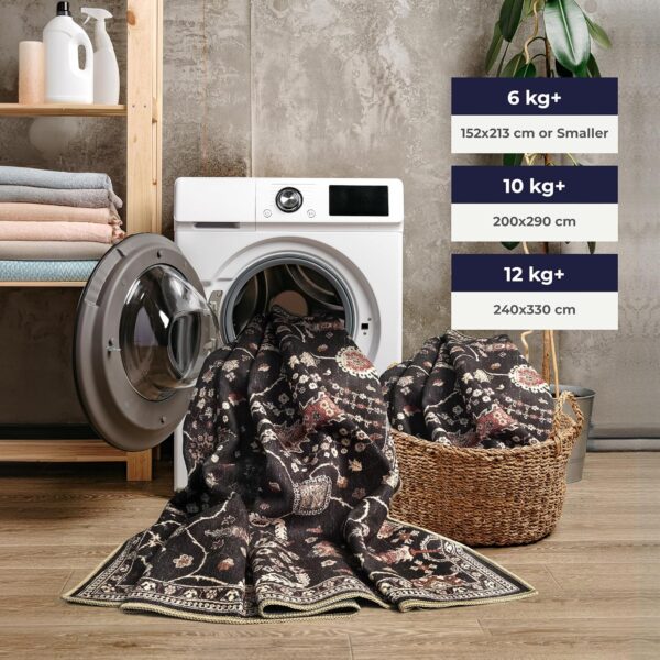 Arty Rugs Machine Washable Rug, 200x290cm, 75% Recycled Cotton, Short Pile, Non-Slip Backing, Non-Shedding, Area Rugs for Living Room, Bedroom, Kitchen, Hallway, Office, Charcoal Black - Image 5