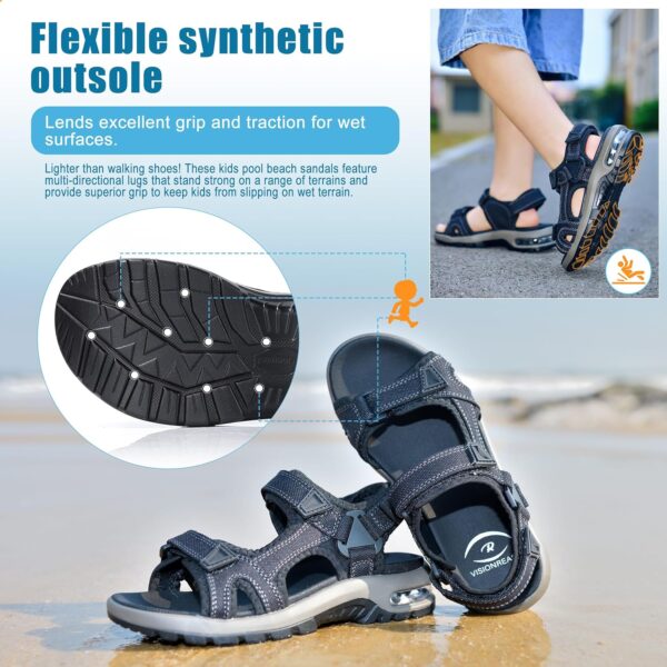 Kids Sandals Boys Sports Outdoor Sandal Athletic Air Cushion Beach Shoes Hook and Loop Summer Footwear for Holidays, Walking, Camping, Travelling - Image 3