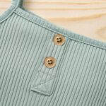 Infant Baby Girls Summer Knit Outfits 2 Piece Ribbed Sleeveless Romper Tops+Ruffle Bloomers Shorts Plain Clothes Set,SALES-CLEARANCE Green 9-12 Months - Image 3