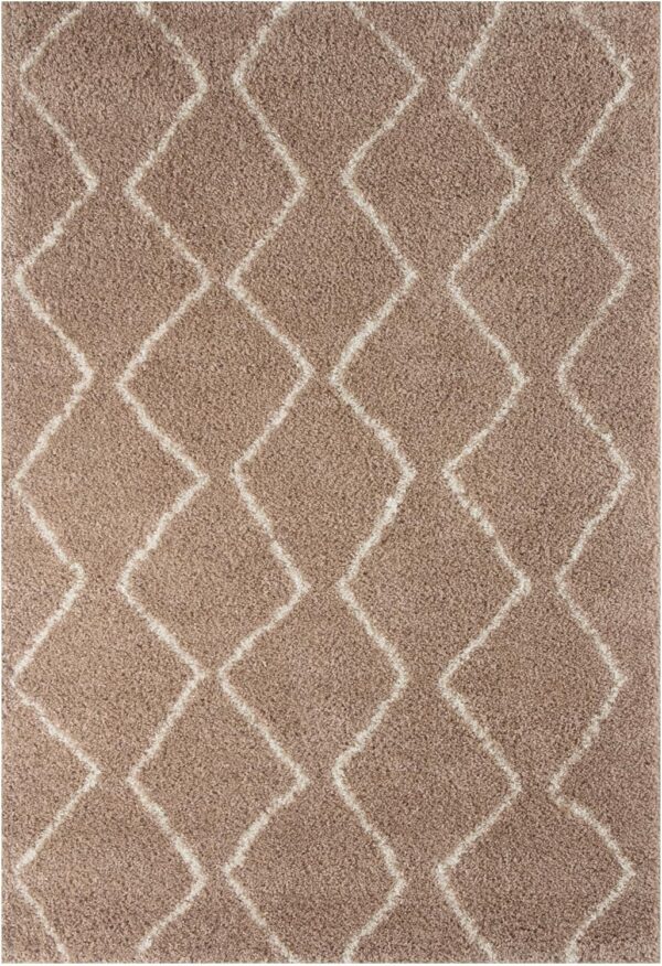 THE RUGS Modern Moroccan Design Living Room and Bedroom Rugs, Non-Shedding & Easy Care (Boho Beige/Ivory, 120x170 cm) - Image 7