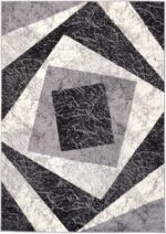 TAPISO Dream Area Rug Living Room Bedroom Short Pile Modern Light Dark Grey Square Durable Carpet Size - 140 x 200 cm (4ft7 x 6ft7) - Image 2