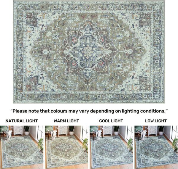 Arty Rugs Machine Washable Rug, 240x330cm, 75% Recycled Cotton, Short Pile, Non-Slip Backing, Non-Shedding, Area Rugs for Living Room, Bedroom, Kitchen, Hallway, Office, Sage - Image 7