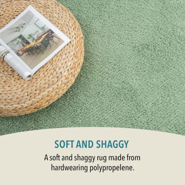 Rugs and More City Shaggy Living Room Rug - Classic Area Rug for Bedrooms or Lounge, Durable Shaggy Rug, Mint Soft Low Pile, Easy to Care, Sound Insulating (Olive, Green - 120x170cm) - Image 3