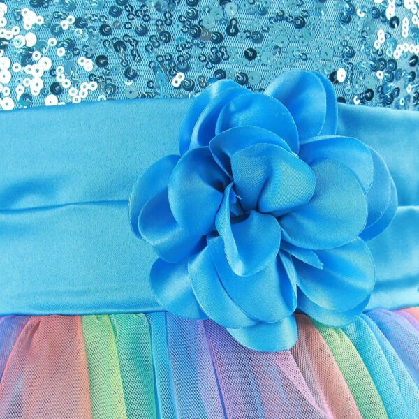 M MUNCASO Girls Princess Dress Sequin Tulle Flower Rainbow Round Collar Sleeveless Formal Dress Birthday Party Wedding Bridesmaid Girl Evening Dresses Toddler Baby Age for 2-13 Years - Image 4