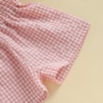 Baby Girl 1st Birthday Outfits Short Sleeve Romper Plaid Shorts Set Headband One Year Old Girl Birthday Outfits - Image 6