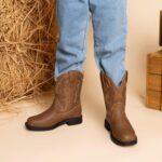 DREAM PAIRS Kids Boys Girls Cowboy Boots Western Square Toe Riding Mid Calf Knee High Boots - Image 6