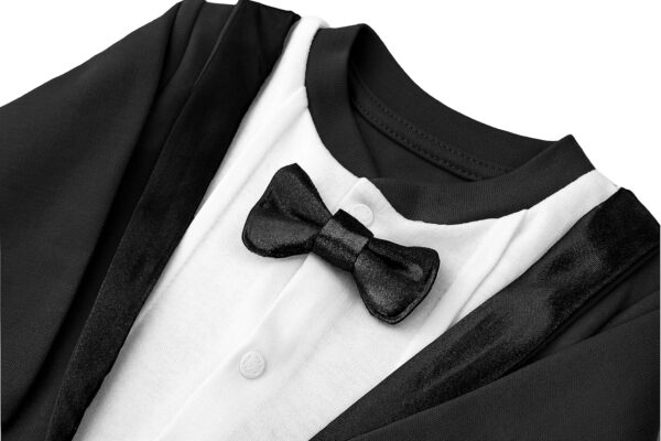 Lilax Baby Boy Gentleman Tuxedo Footie Christmas Holiday Outfit with Bow Tie - Image 5