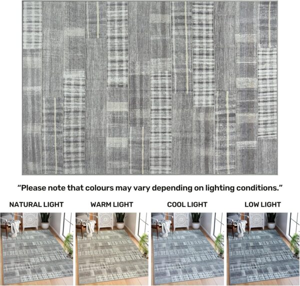 Arty Rugs Machine Washable Rug, 200x290cm, 75% Recycled Cotton, Short Pile, Non-Slip Backing, Non-Shedding, Area Rugs for Living Room, Bedroom, Kitchen, Hallway, Office, Silver Grey - Image 7