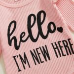 YILEEGOO Newborn Baby Girl Outfit Long Sleeve Hello I'M NEW HERE Romper Bloomers Tutu Skirt Socks Headband Set 4Pcs Clothes - Image 6