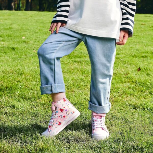 Unisex Trainers Easy Fasten Boys Girls Casual Sneakers Kids High Top Canvas Sports Shoes - Image 5