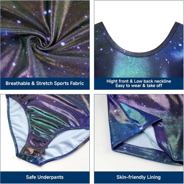 JiAmy Gymnastics Leotards for Girls Cross Back, Long Sleeve Sparkly Dance Biketards with Shorts Ballet Outfit for 3-12 Years - Image 5